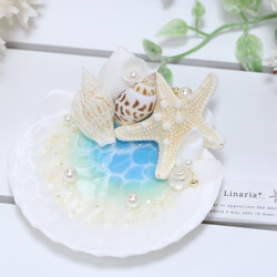 ☪︎⋆。˚ 送料無料 ..size 11cm 海辺のウェディング リングピロー  