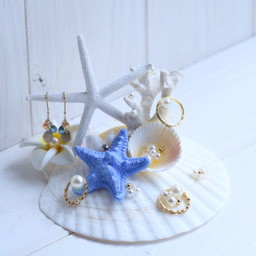 送料無料☪︎⋆。˚✩ 1点物 ブルー マーメイド リングピロー シェル  