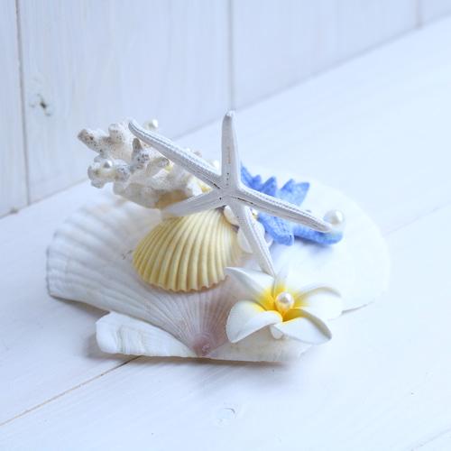 送料無料☪︎⋆。˚✩ 1点物 ブルー マーメイド リングピロー シェル  