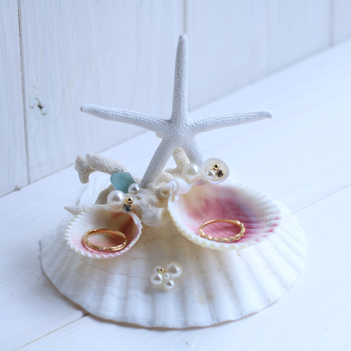 名入れOK♥️ 海辺の ウェディング 貝殻 の リングピロー シェル ホタテ 名入れOK♥️ 海辺の ウェディング 貝殻 の リングピロー シェル