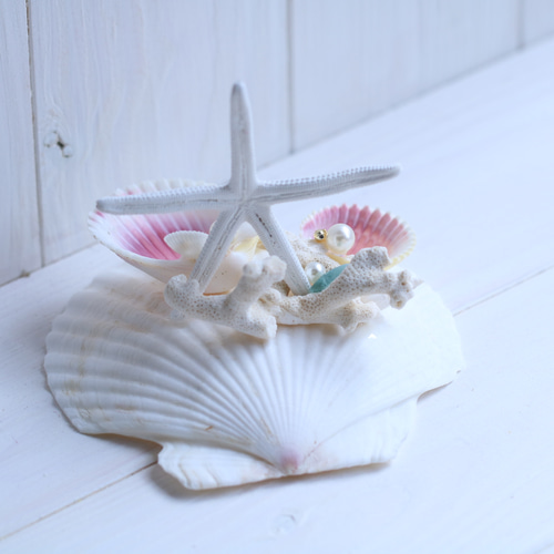 送料無料☪︎⋆。˚✩ 1点物 貝殻 マーメイド リングピロー シェル  
