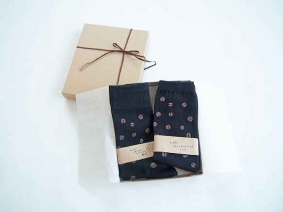 お揃い！コーヒー豆靴下®のペアプレゼントBOX (ブラック/黒）父の日 母の日 プレゼント ギフトセット 2枚目の画像
