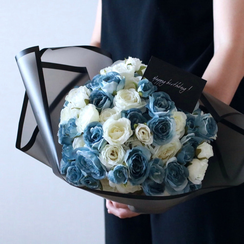 造花 バラ 100本 ブルー 青いバラ ブルーローズ100本の花束 | 花工房