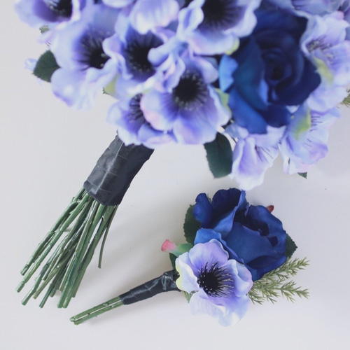 アネモネとローズのブルーブーケ 〜natural taste wedding 〜 ブーケ