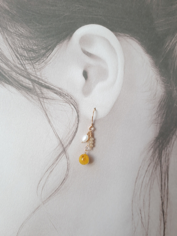 <再販×2>＊14kgf＊ mimosa ×tansui pearl pierce/earring 4枚目の画像