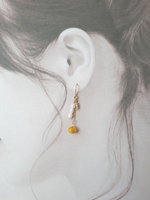 <再販×2>＊14kgf＊ mimosa ×tansui pearl pierce/earring 5枚目の画像
