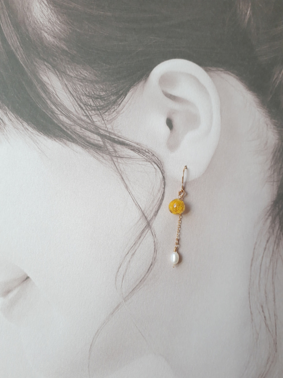 ＊14kgf＊ mimosa hitotsubu pierce/earring 3枚目の画像