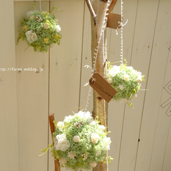 <再販×8>green moss ball wreath (green×yellow) 4枚目の画像