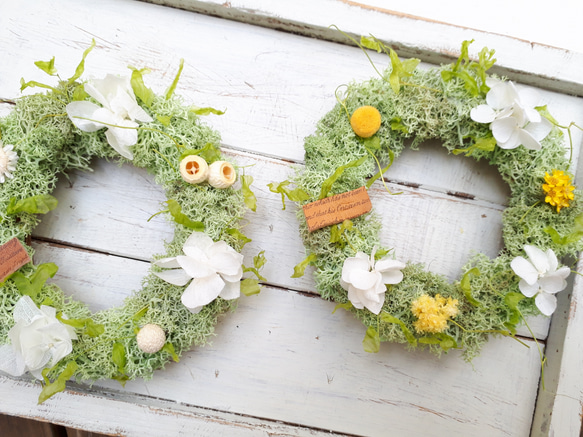 〈再販〉green moss wreath (yellow×white) 3枚目の画像