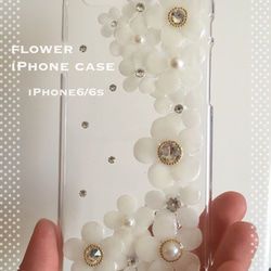 お花 iPhoneケース 《white×gold》 1枚目の画像