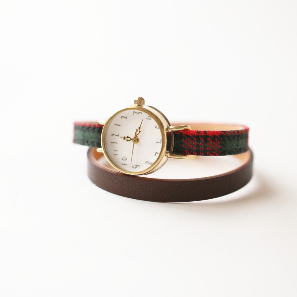 Creema限定　クルチュアン・クラシック 　ベルト：タータン＋革ベルト（コーヒー）