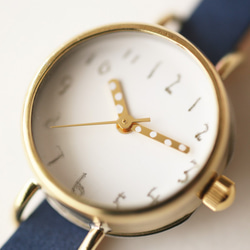 クルチュアン_02 | シンプルなハンドメイド腕時計　ベルト：インディゴ 3枚目の画像
