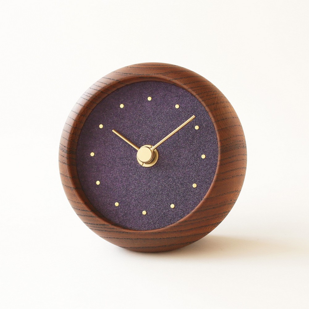 はなもっこ 置時計　古代紫　ブラウン
