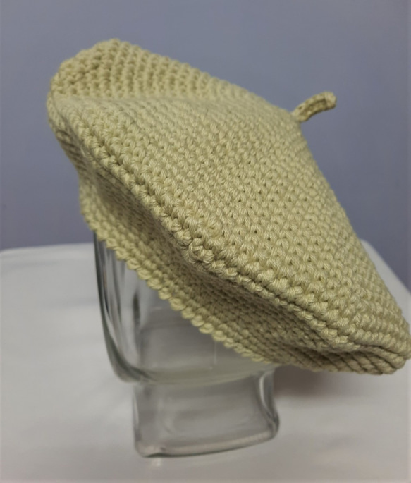 天然染手鉤編織貝蕾帽/beret【Natural Hand Dyed】 第1張的照片