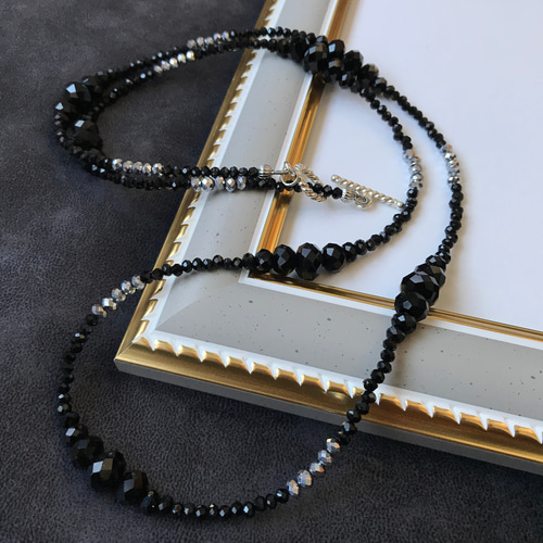 幾何学的デザイン ブラックゴムネックレス 螺鈿ネックレス 幾何学 S GRN - SAGARADEN.com