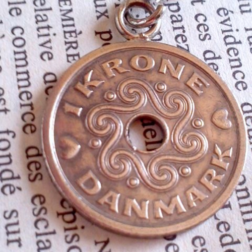デンマーククローネ☆ハートのコインのネックレス*幸せのコイン