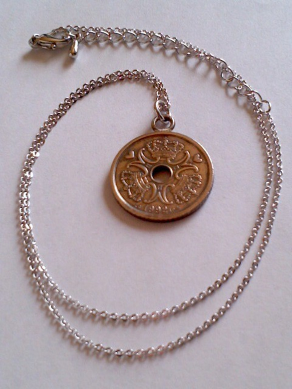 デンマーククローネ☆ハートのコインのネックレス*幸せのコイン*プレゼント、ギフトに♪ 6枚目の画像
