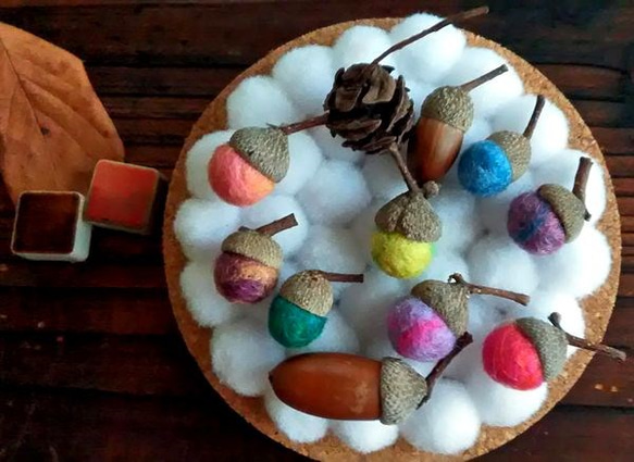 ディスプレイset＊羊毛フェルトどんぐり＆秋の実＆マット ガーランド