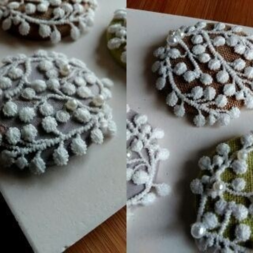 ミナペルホネン forest parade風レースのブローチ 木の実のブローチ  