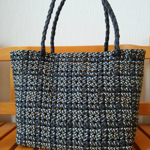 ちかこ　クラフトバンド　切替チェックのかごバッグ4点 55942f7eaacbde0fa3071a2274382d