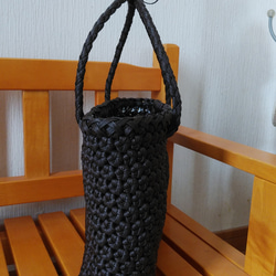 真夏のセール落ち着いた黒蜜色花結び編
みバッグ 5枚目の画像