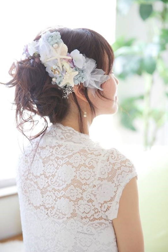 bride * head dress #103　〔スターフィッシュ×ビジュー×紫陽花ブライダル〕 2枚目の画像