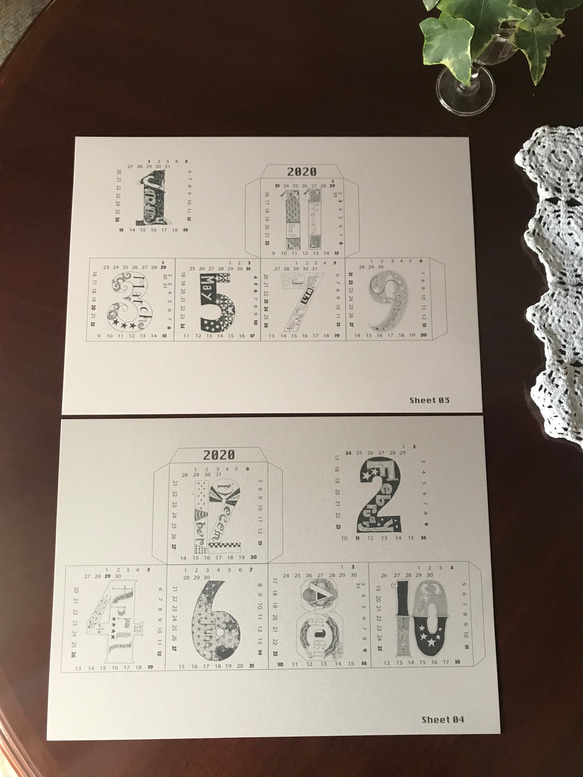 サイコロ型　入れ子の箱　2020カレンダー　ベージュ 10枚目の画像