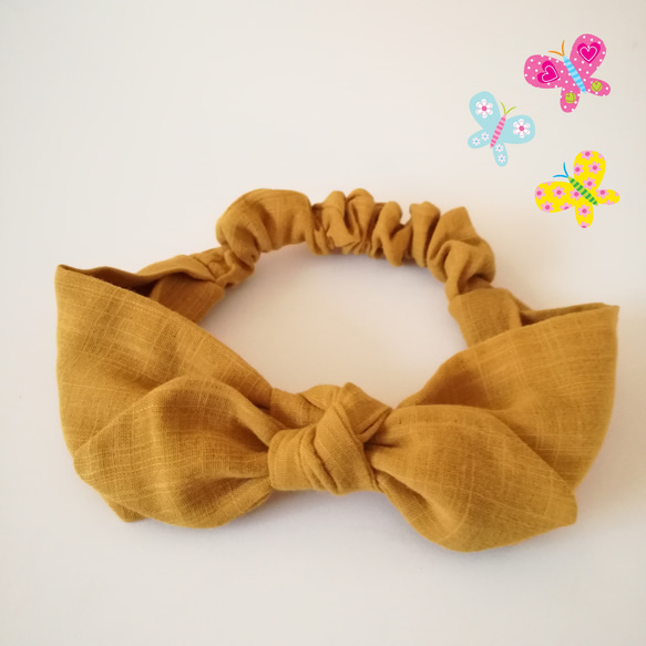 ふんわりガーゼのヘアバンド*ベビー*リボン*カチューム*お揃い*ハーフ  