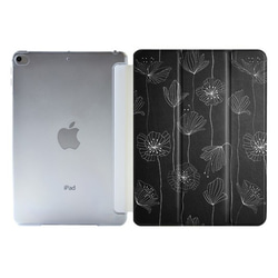 【軽量】北欧風　ボタニカル　凛とした花　ブラック  iPadケース アイパッド iPadカバー 2枚目の画像