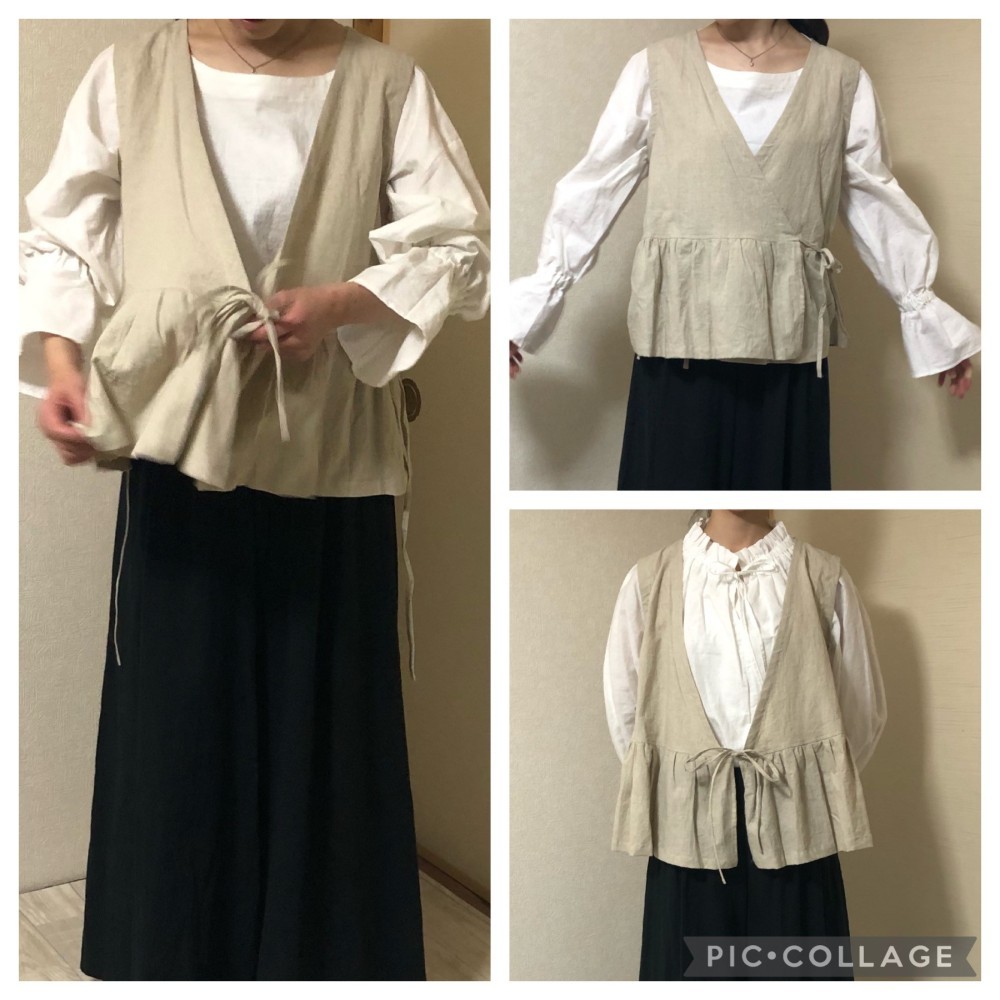 カシュクールベスト　ベージュ