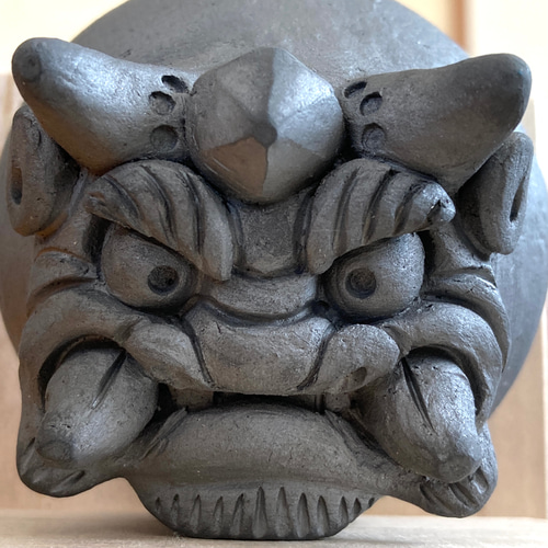 お正月に魔除け酒器 ◇鬼瓦のお猪口 おにちょこ◇ 本物の瓦製 手びねり