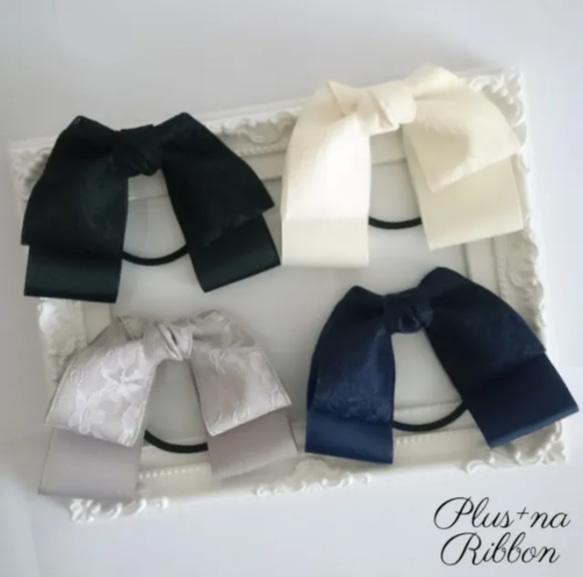 下向き♡emuribbonリボンヘアゴム【花柄レース】 ヘアゴム Plus+