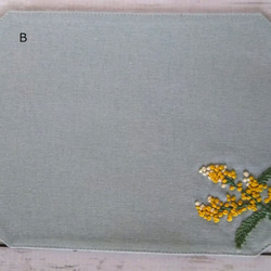 ミモザ刺繍のティーマット 5枚目の画像