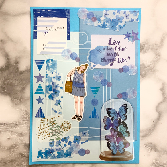 ブルー系おしゃれコラージュ その他アート はるまるこ 通販 12565991