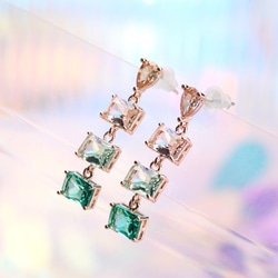 【アクアレル ロングガラスピアス】イヤリング/ピンク14KGP/大人可愛い/アクセサリー/ジュエリー/キレイめ 5枚目の画像