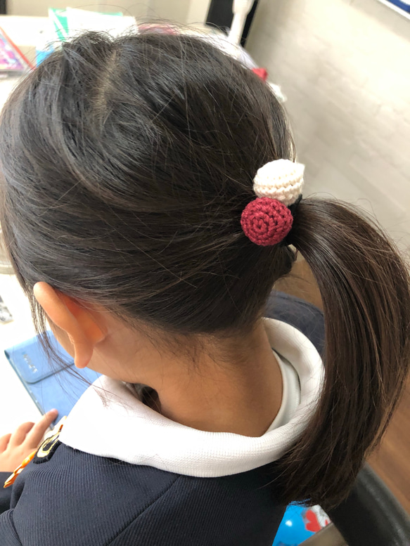 ヘアゴム  ぼんぼり かぎ編み 3枚目の画像