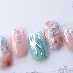 No597/ジェルネイルチップ☆付け爪~インディゴブルー☆ニュアンス