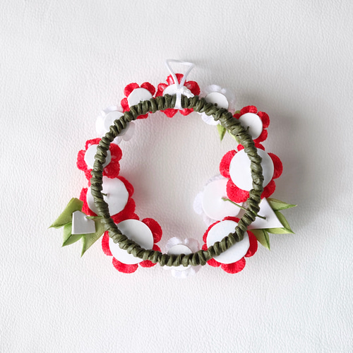 見本品オーダー小花のミニリースつまみ細工ハンドメイド