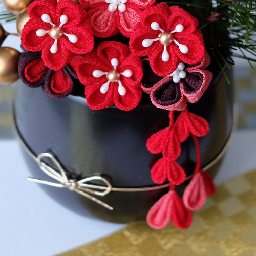 つまみ細工のミニ門松【2021華梅】 しめ縄・しめ飾り pöllö 通販