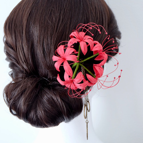 つまみ細工のかんざし【彼岸花・白】 かんざし pöllö 通販 8467869