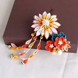 七五三髪飾り⭐つまみ細工⭐セミオーダー つまみ細工 マルチカラーのお花髪飾り 七五三 レトロ かんざし otowa