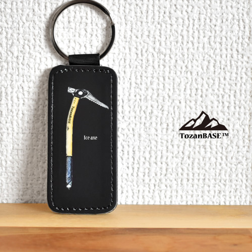 ICE様オーダー品　キーホルダー ピッケル アイスアックス キーホルダー 山 登山 アウトドア ブラック