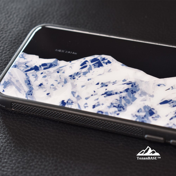 五竜岳 武田菱 日本 iphone スマホケース アウトドア 登山 山  ネイビーブラック 2枚目の画像