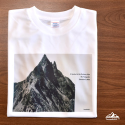 槍ヶ岳 Tシャツ ホワイト グレージュ ドライ 吸水速乾 山 登山 迷彩 カモフラージュ柄 1枚目の画像