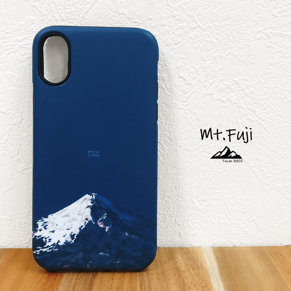 富士山 iphone スマホケース アウトドア 登山 山 青 ブルー 1枚目の画像