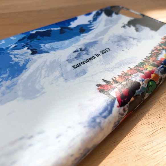 涸沢カール iphone スマホケース アウトドア 登山 山 雪山 テント  青 ブルー 2枚目の画像