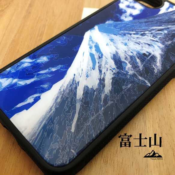 富士山 iphone スマホケース アウトドア 登山 山 ブルー ネイビー 2枚目の画像