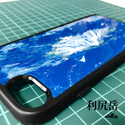 利尻岳 利尻山 iphone スマホケース 登山 山 ブルー 青 ネイビー 3枚目の画像