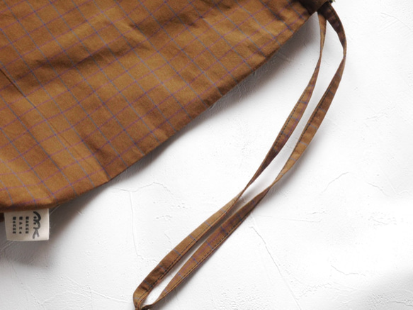 巾着バッグ：レトロチェック 2枚目の画像