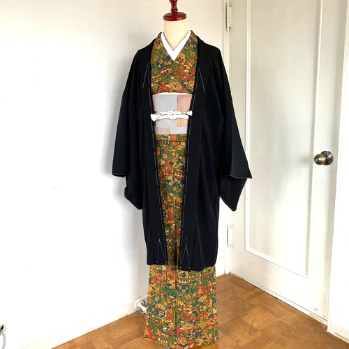 正絹長羽織地紋無地染単衣裄70cm